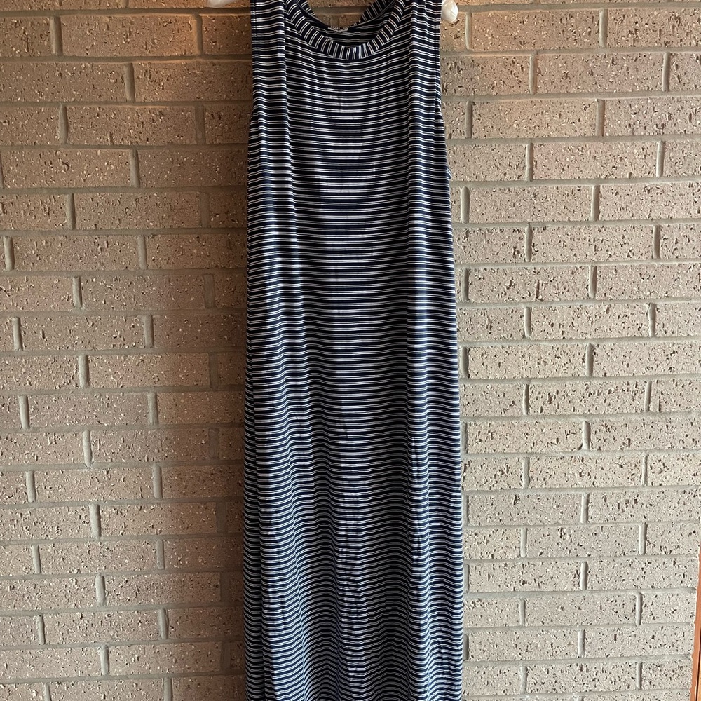 Soma Navy and White Striped Sleeveless Maxi Dress